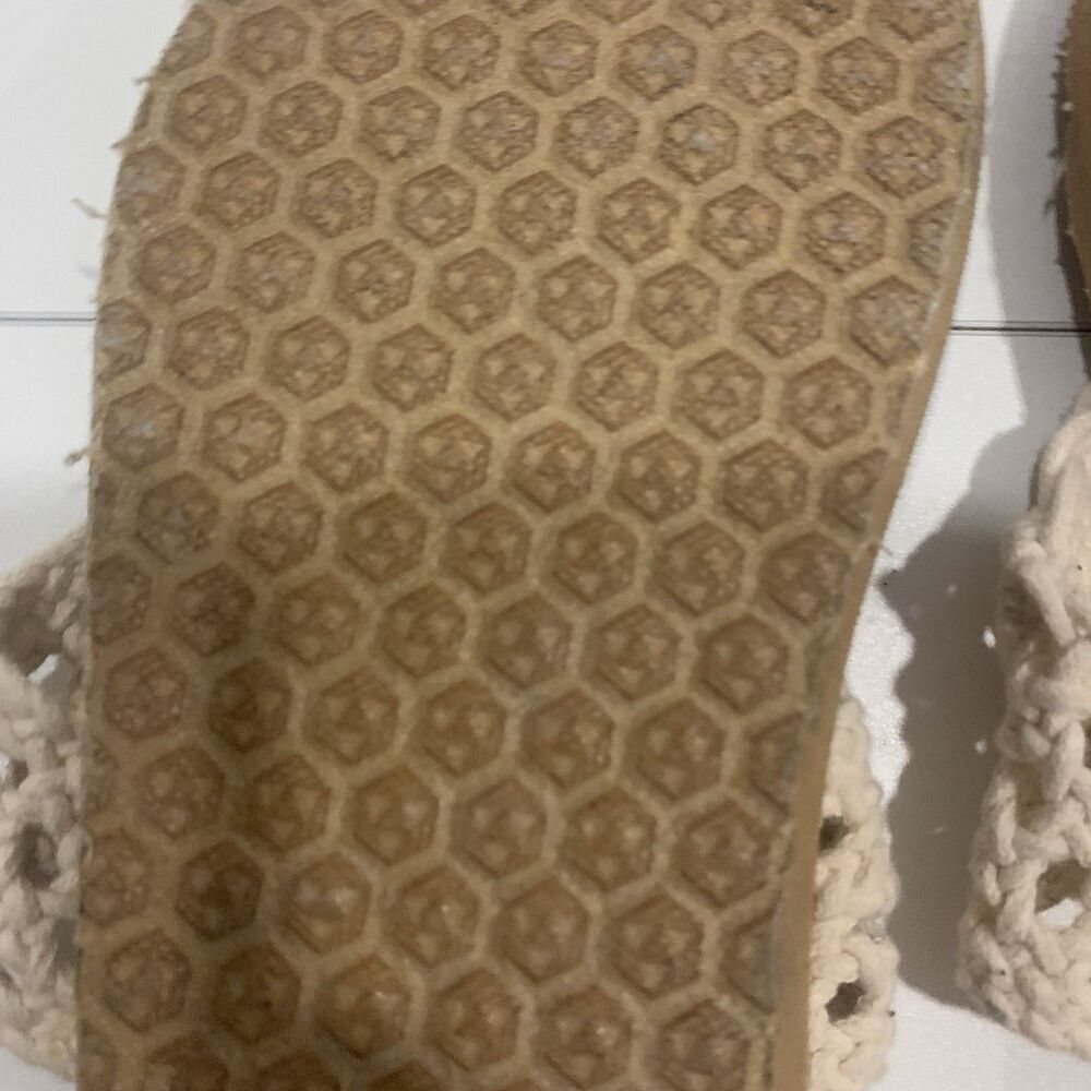 T-strap Sandals Thongs Flip Flop Flats Ivory White Macrame Womens Sz 9 - Picture 8 of 16